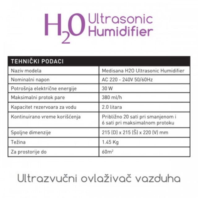 Medisana H2O Ultrazvučni ovlaživač vazduha